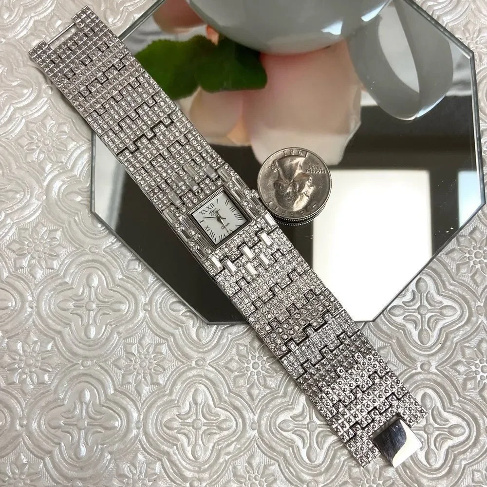 Suzanne Somers Rhinestone Encrusted Glamourous Dress Watch